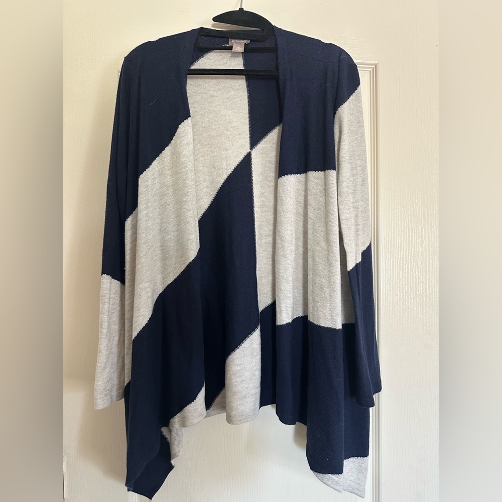 Chico's Navy and Cream Cardigan